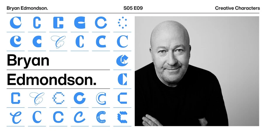 Potrait of Bryan Edmonson, surrounded by colorful graphic design elements.